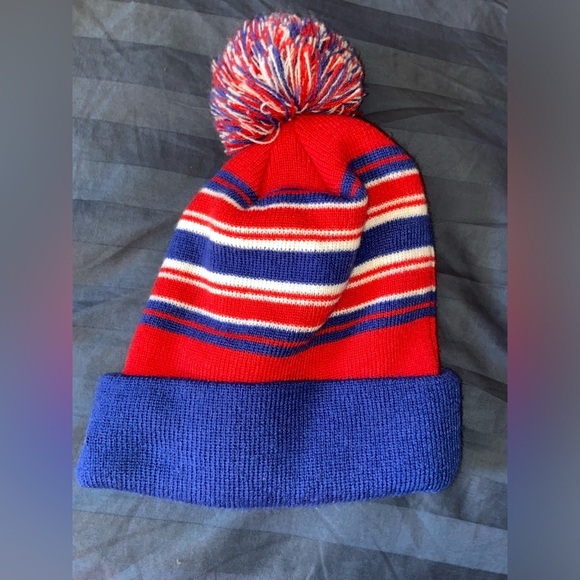 Red and Blue 76ers Beanie with Pom - Picture 2 of 5